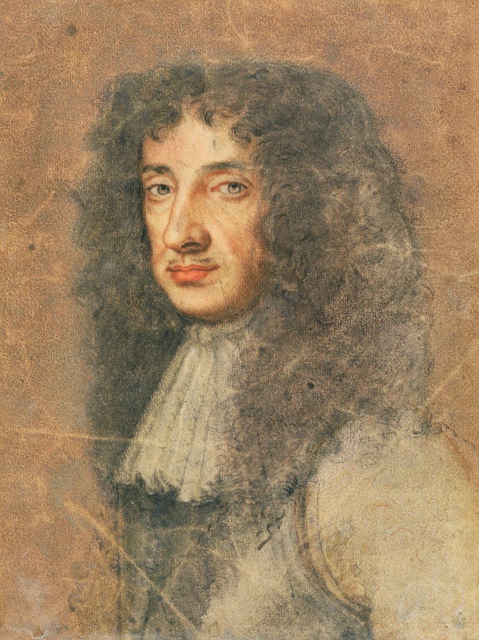 Charles II, ca. 1675 (farvet kridt på papir) af Peter Lely