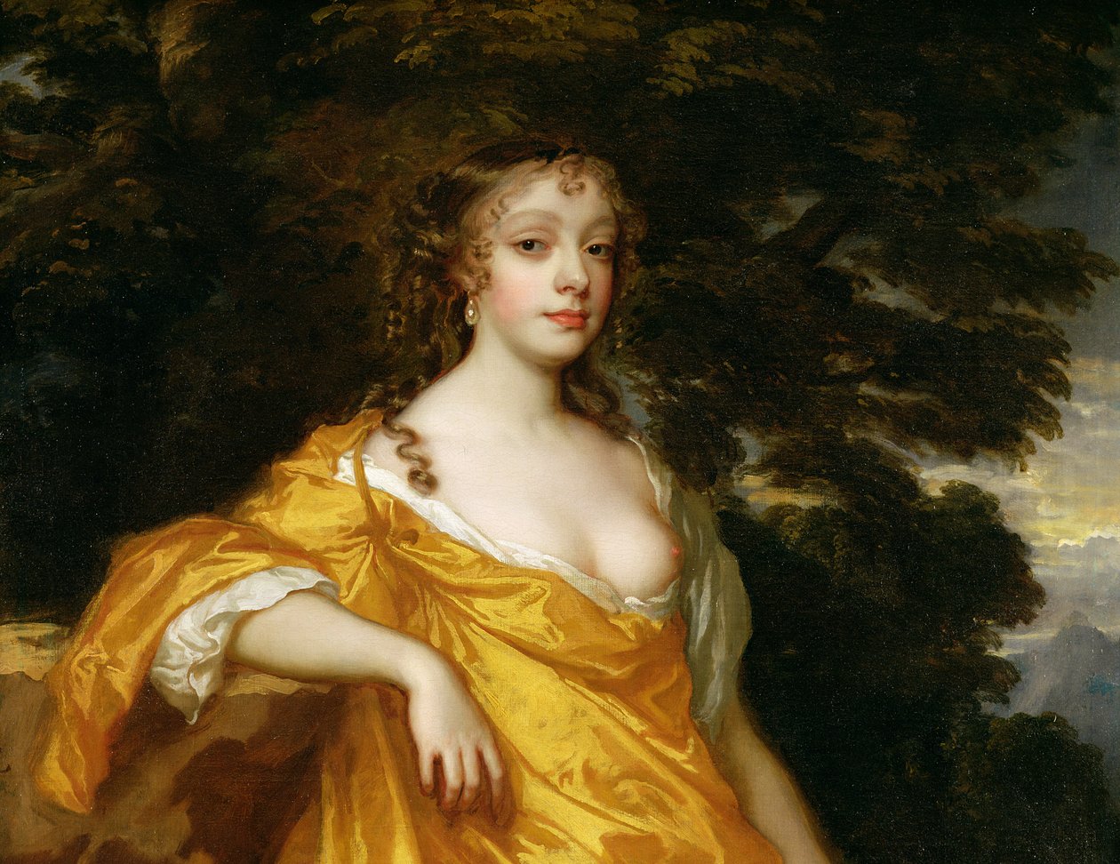 Diana Kirke, senere grevinde af Oxford, ca. 1665-70 olie på lærred detalje fra 118535 af Peter Lely