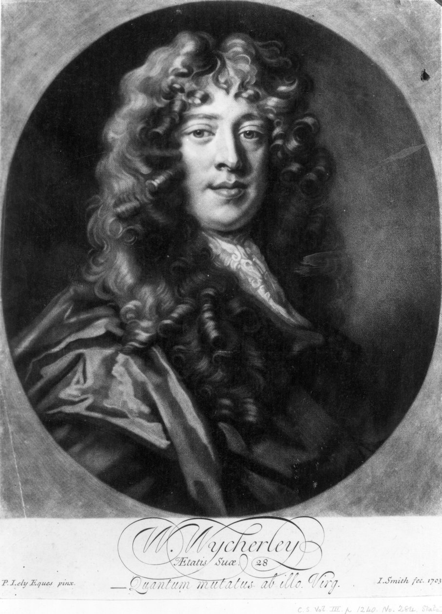 William Wycherley, graveret af John Smith, 1703 af Peter Lely