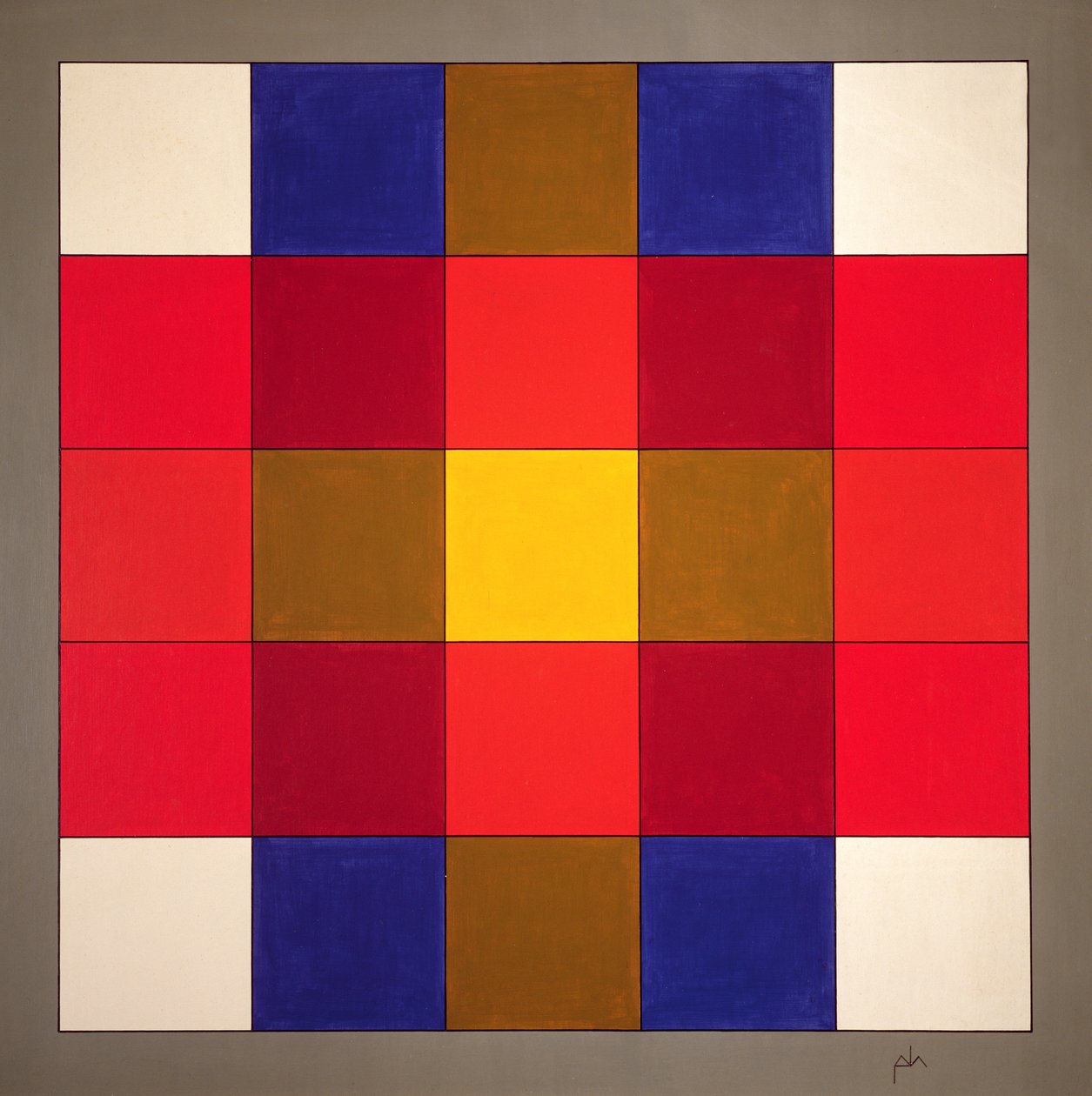 Subliminal Yellow Cross, 1986 (akryl på træ) af Peter McClure