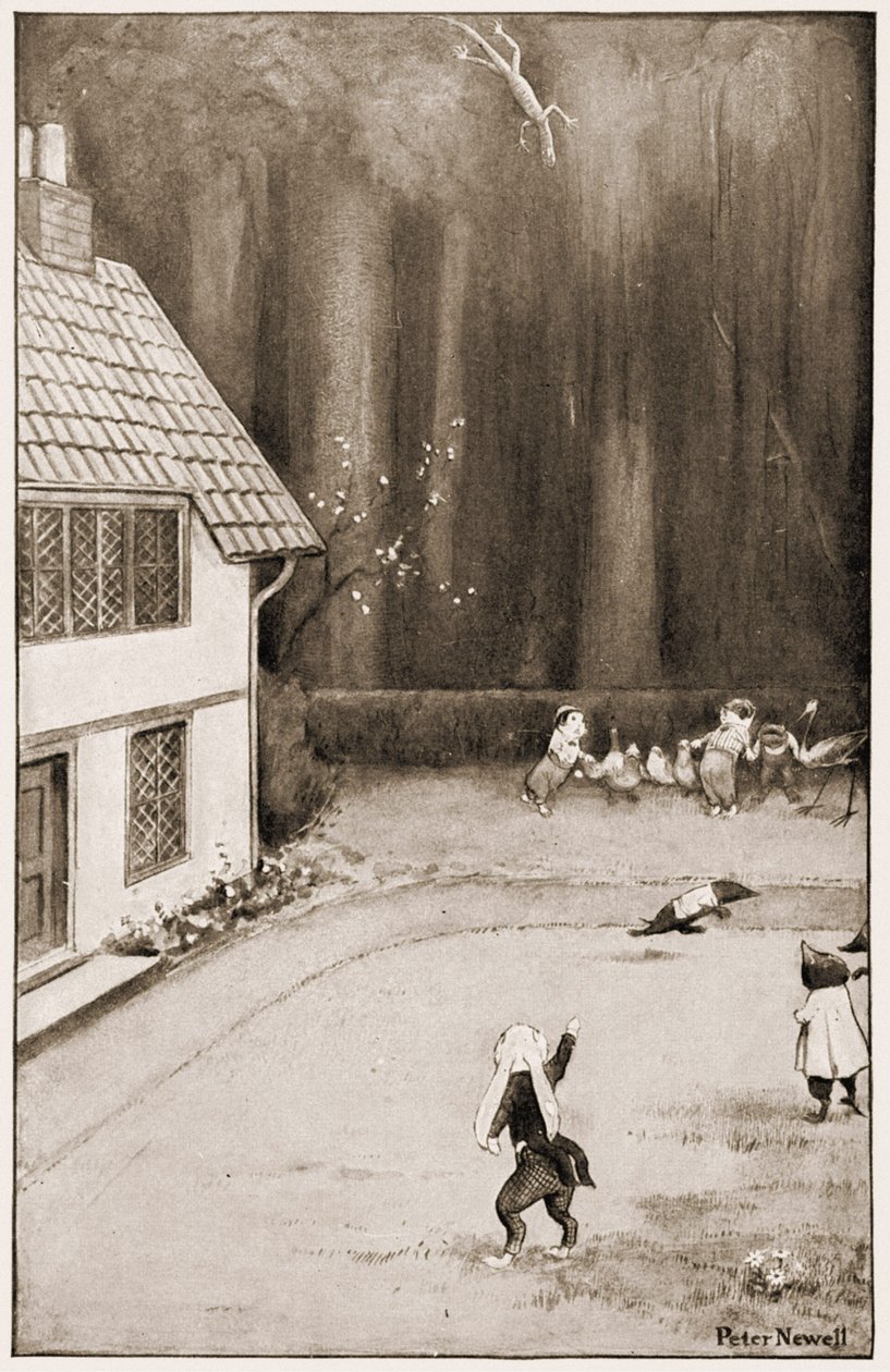 Fang ham, dig ved hækken, illustration til Lewis Carrolls Alices Adventures in Wonderland, 1901 af Peter Newell