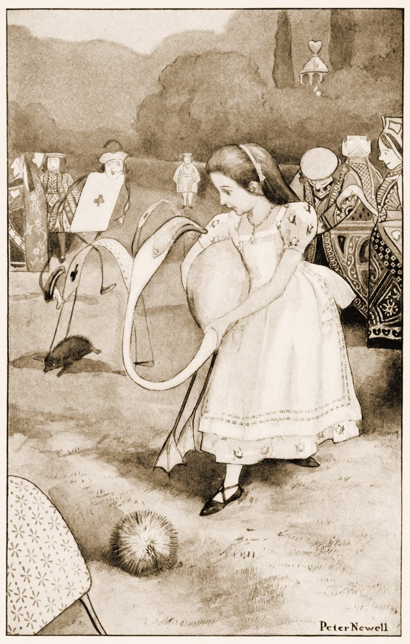 "Den ville sno sig rundt og kigge op i hendes ansigt", illustration til Lewis Carrolls Alice