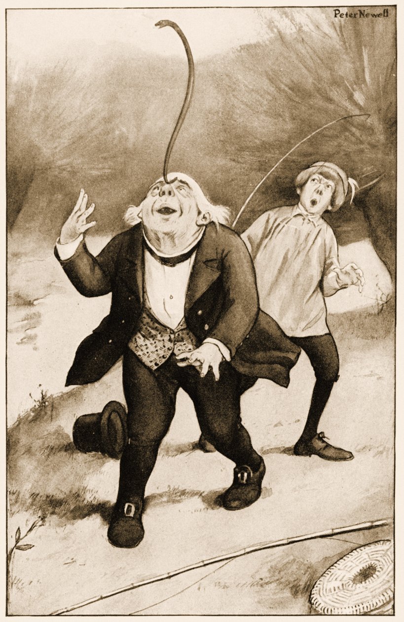 "Gamle far William balancerer en ål på enden af hans næse", illustration til Lewis Carrolls Alice