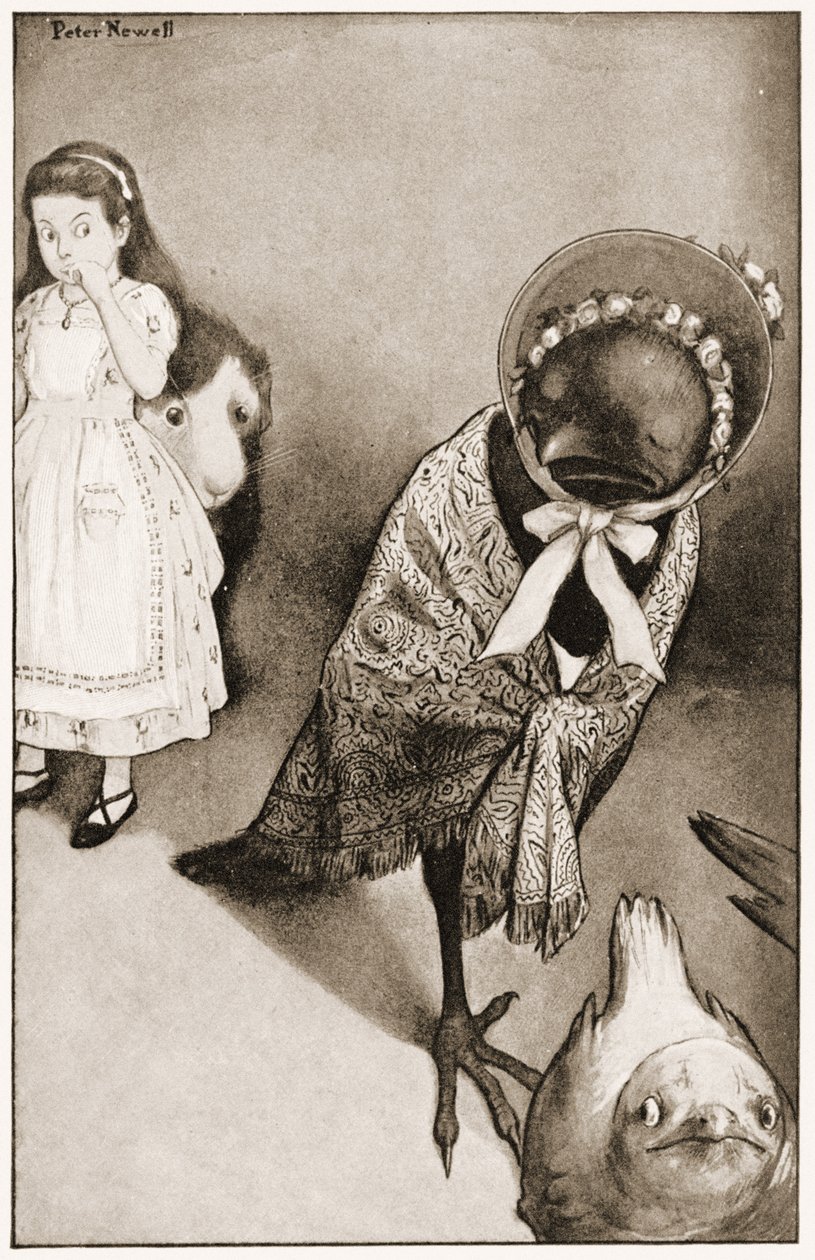 "På forskellige påskud flyttede de alle sammen", illustration til Lewis Carrolls Alice