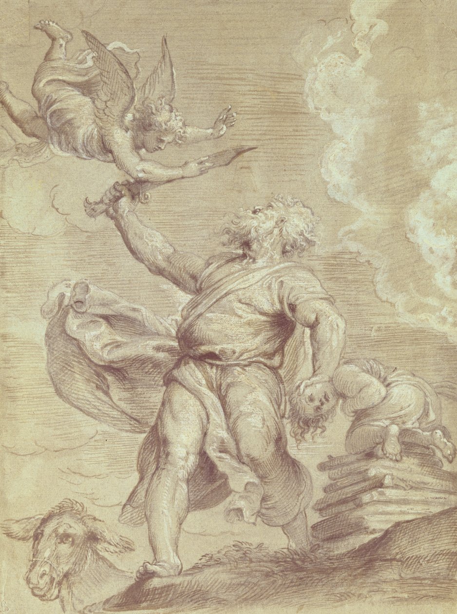 Abrahams ofring af Isak, efter Titian (blyant og kridt på papir) af Peter Paul Rubens