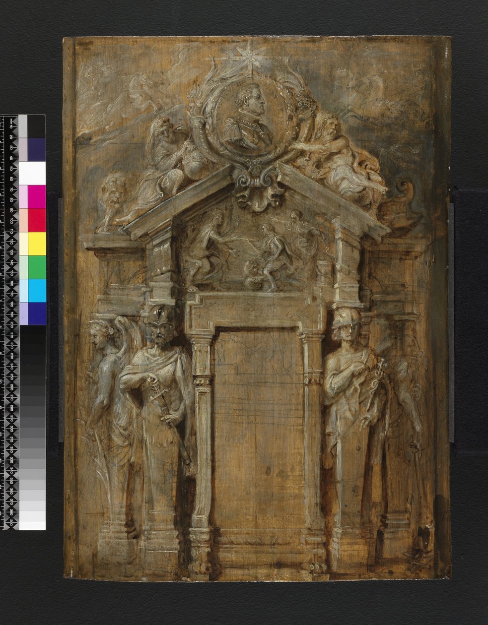 Design til titelbladet til Pompa Introitus...Ferdinandi, ca. 1638 af Peter Paul Rubens