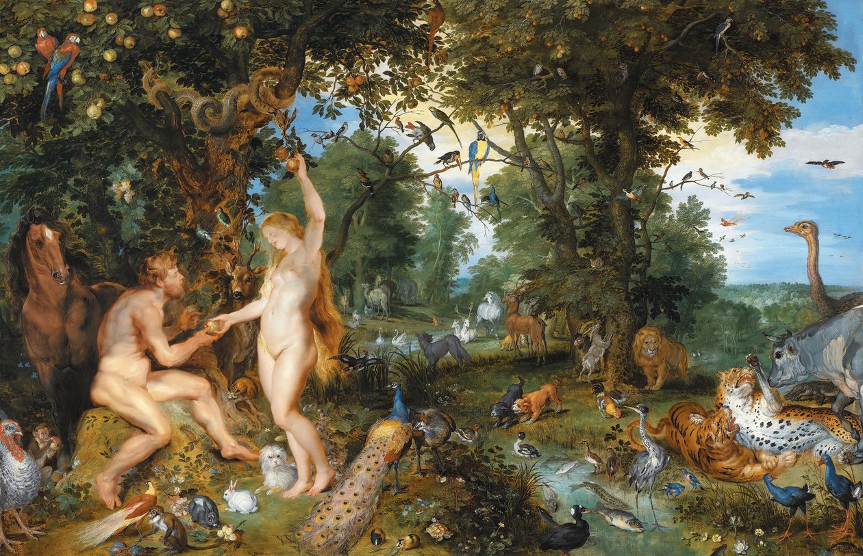 Det jordiske paradis med Adams og Evas fald af Peter Paul Rubens