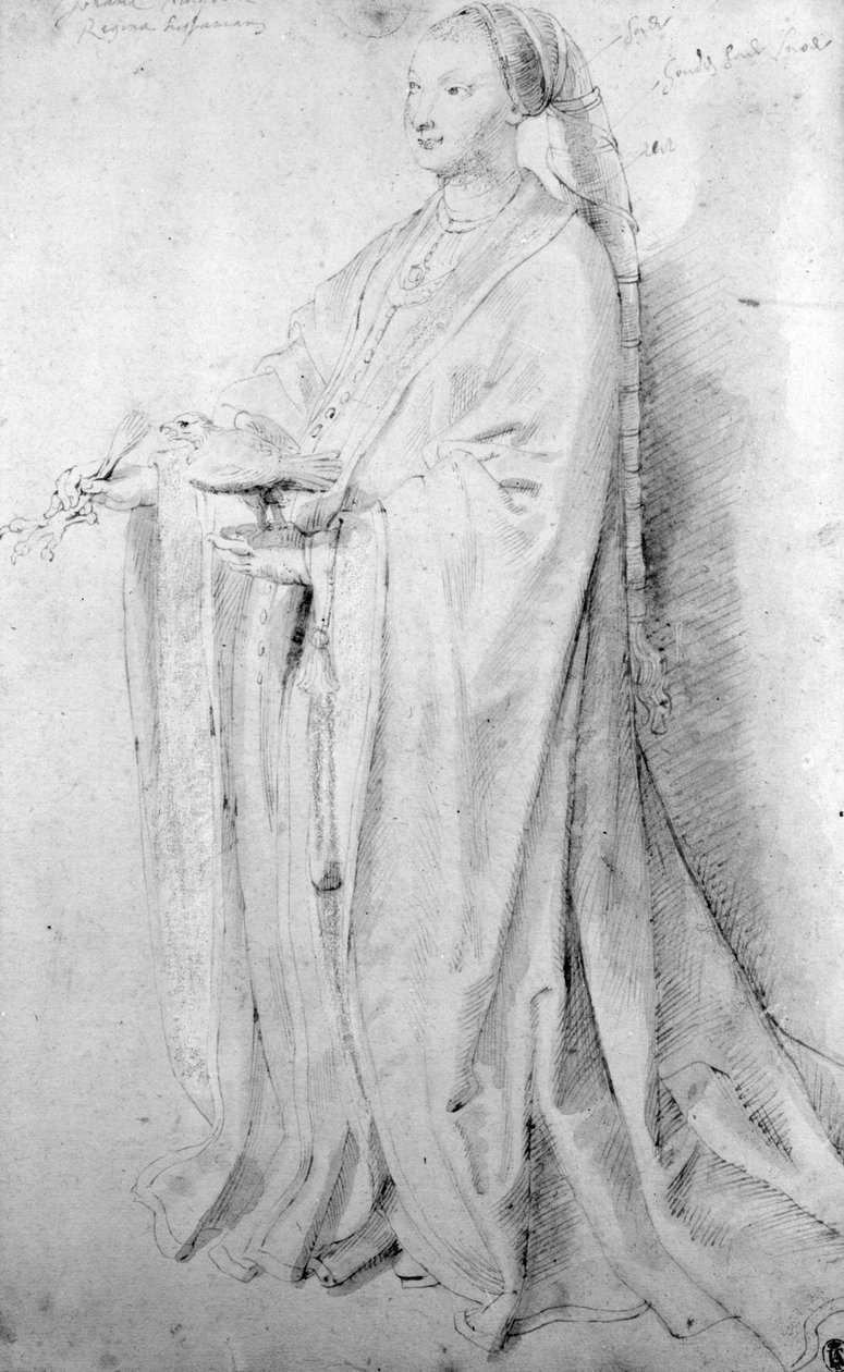 Joanna den gale, dronning af Spanien (pen, blæk og vask på papir) af Peter Paul Rubens