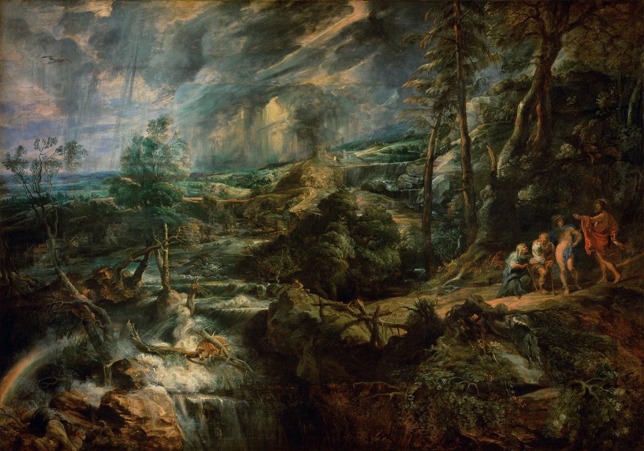 Landskab med Filemon og Baucis c.1625 af Peter Paul Rubens