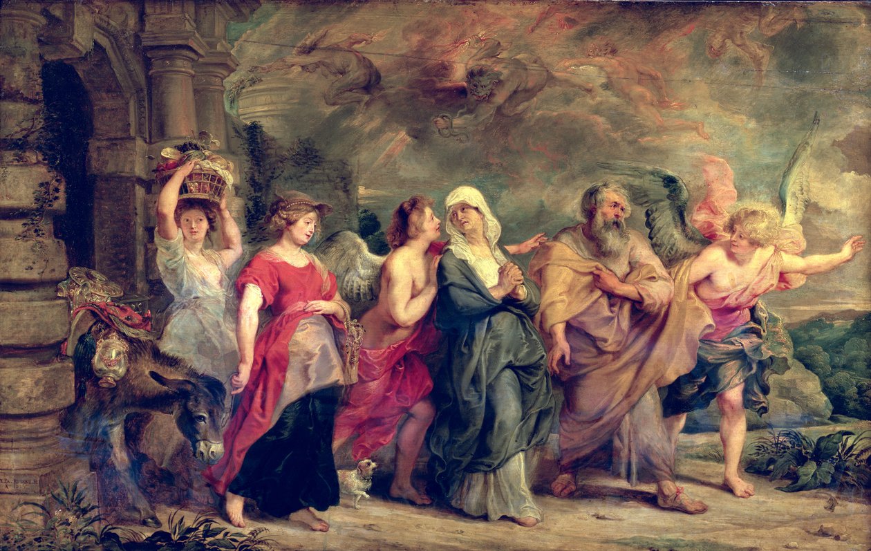 Lots familie forlader Sodoma, 1625 af Peter Paul Rubens