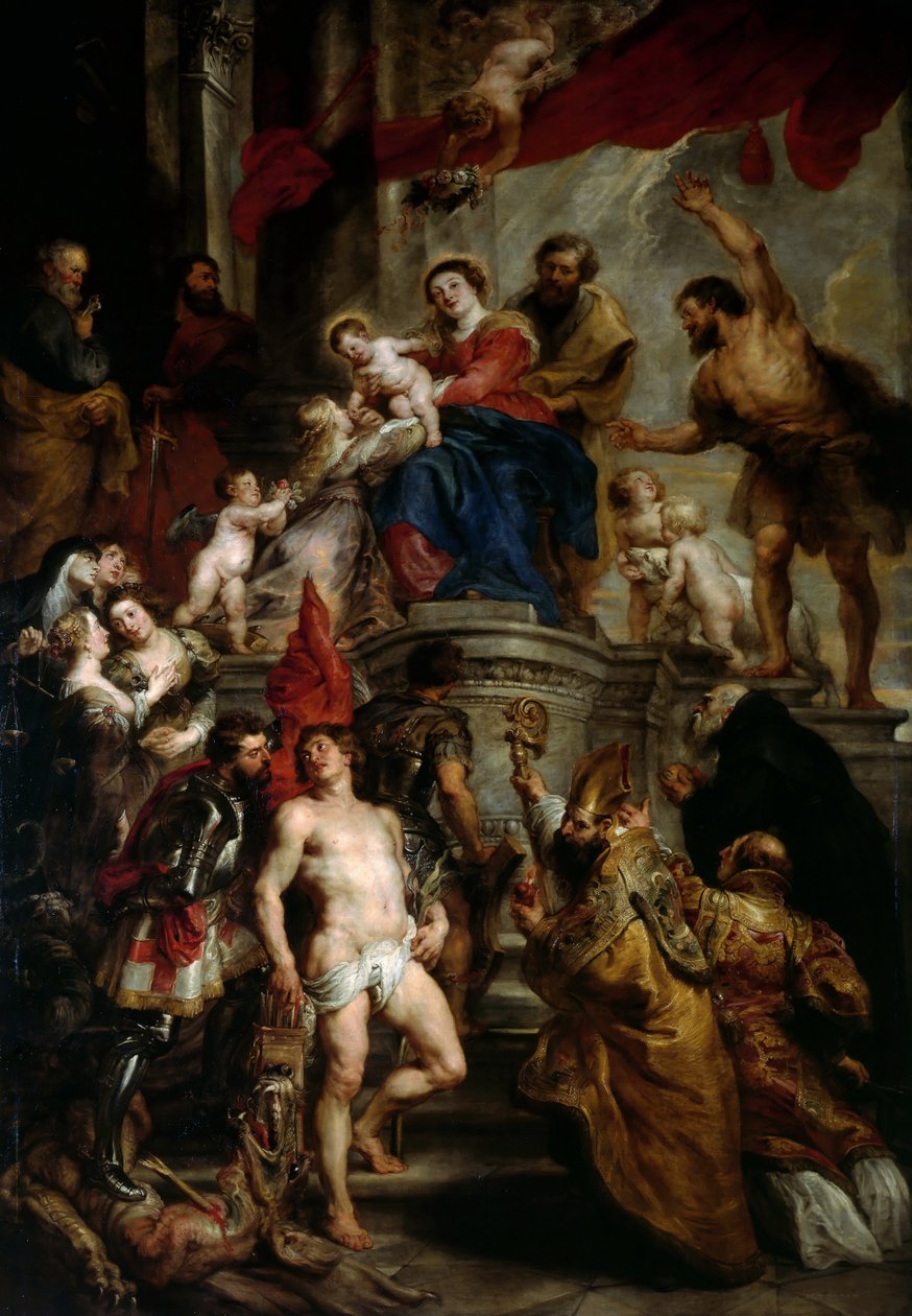 Madonna med barn og helgener på tronen af Peter Paul Rubens