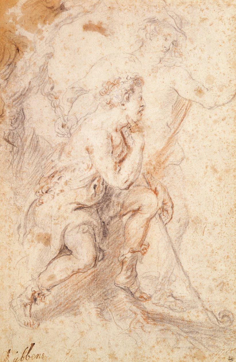 Merkur og en hyrde (rødt og sort kridt på papir) af Peter Paul Rubens
