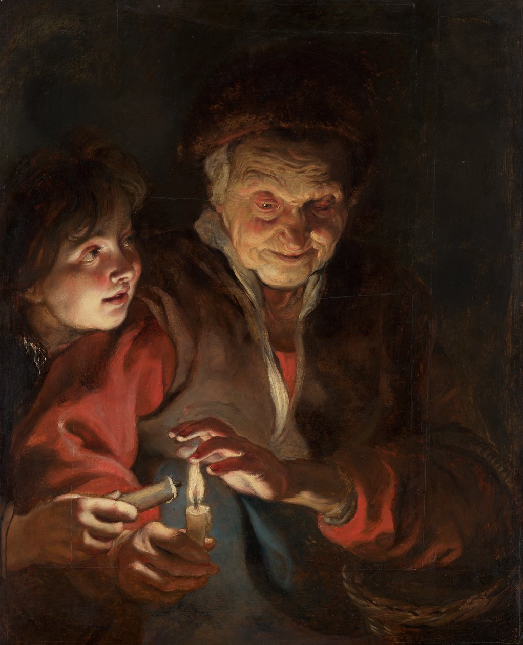 Gammel kvinde og dreng med stearinlys, ca. 1616-1617 af Peter Paul Rubens