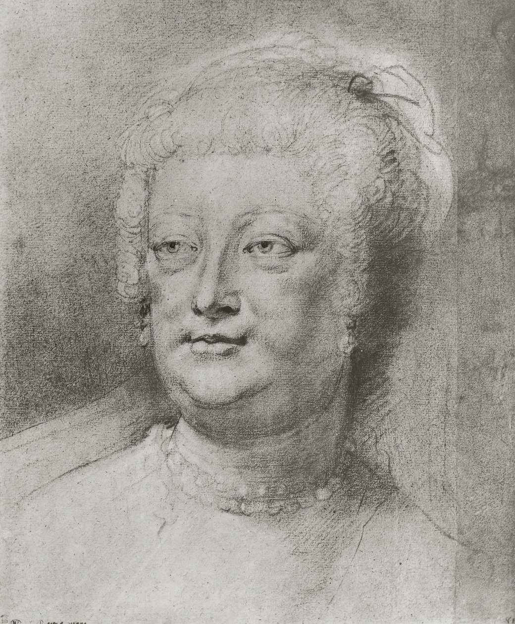 Portræt af Marie de Medici (1573-1642), 1622 (pierre noire og rødt kridt med hvid highlight) af Peter Paul Rubens