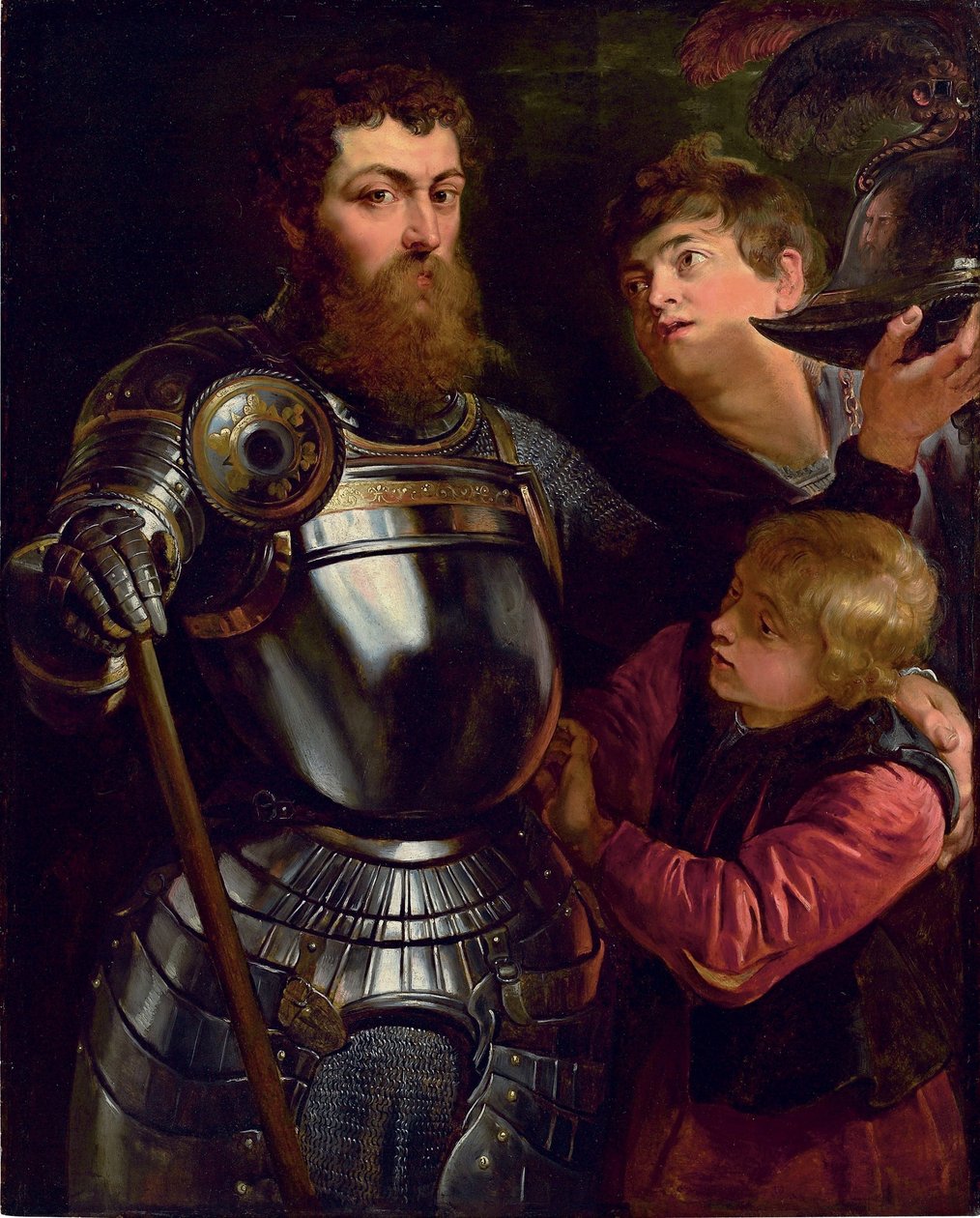 Portræt af en kommandant, trekvartlængde, der er klædt på til kamp af Peter Paul Rubens