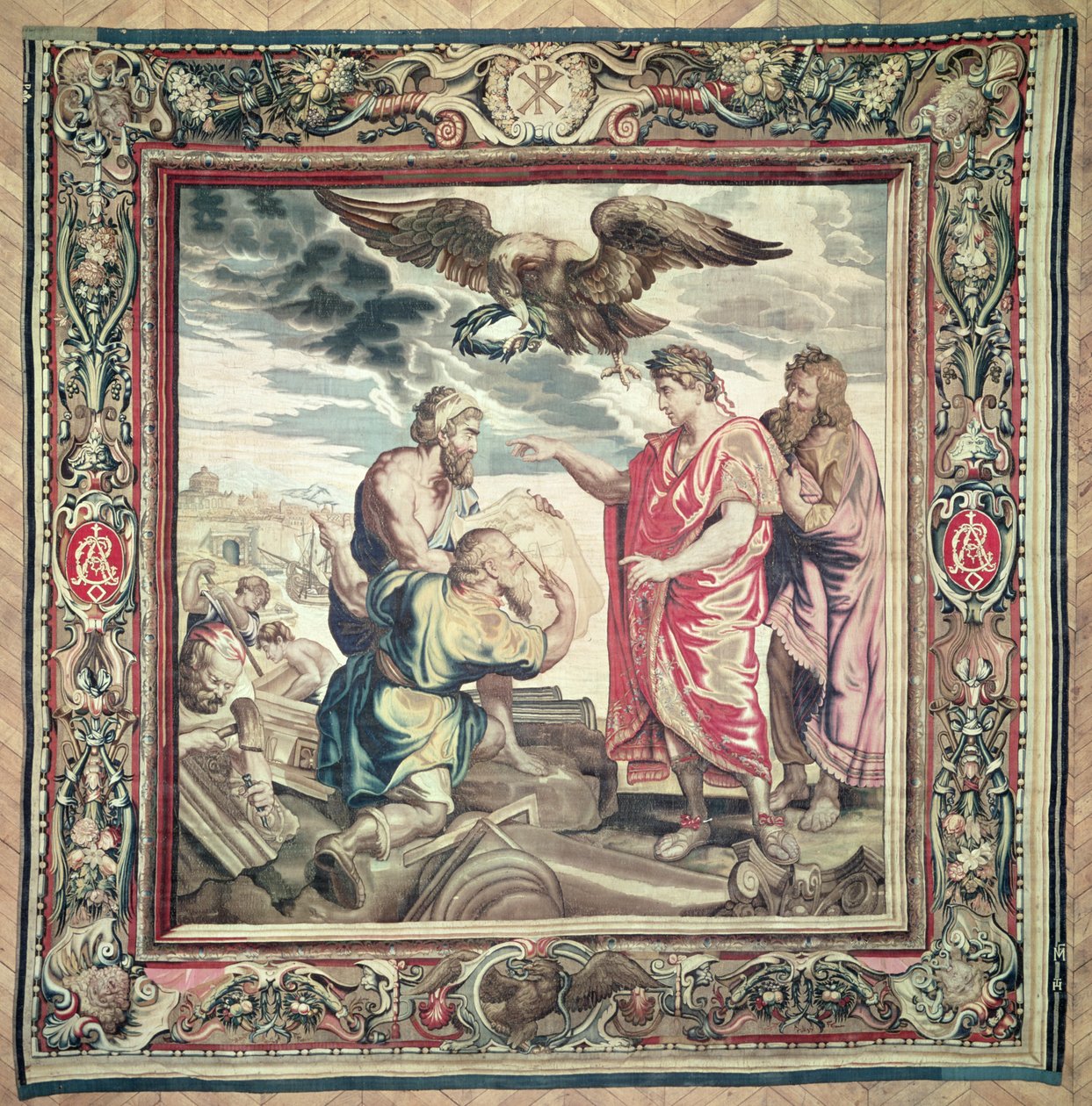 Grundlæggelsen af Konstantinopel, fra serien The History of Emperor Constantine, af Philippe Maecht og Hans Taye, Ateliers du Faubourg Saint-Marcel, før 1663 (uld og silketæppe) af Peter Paul Rubens