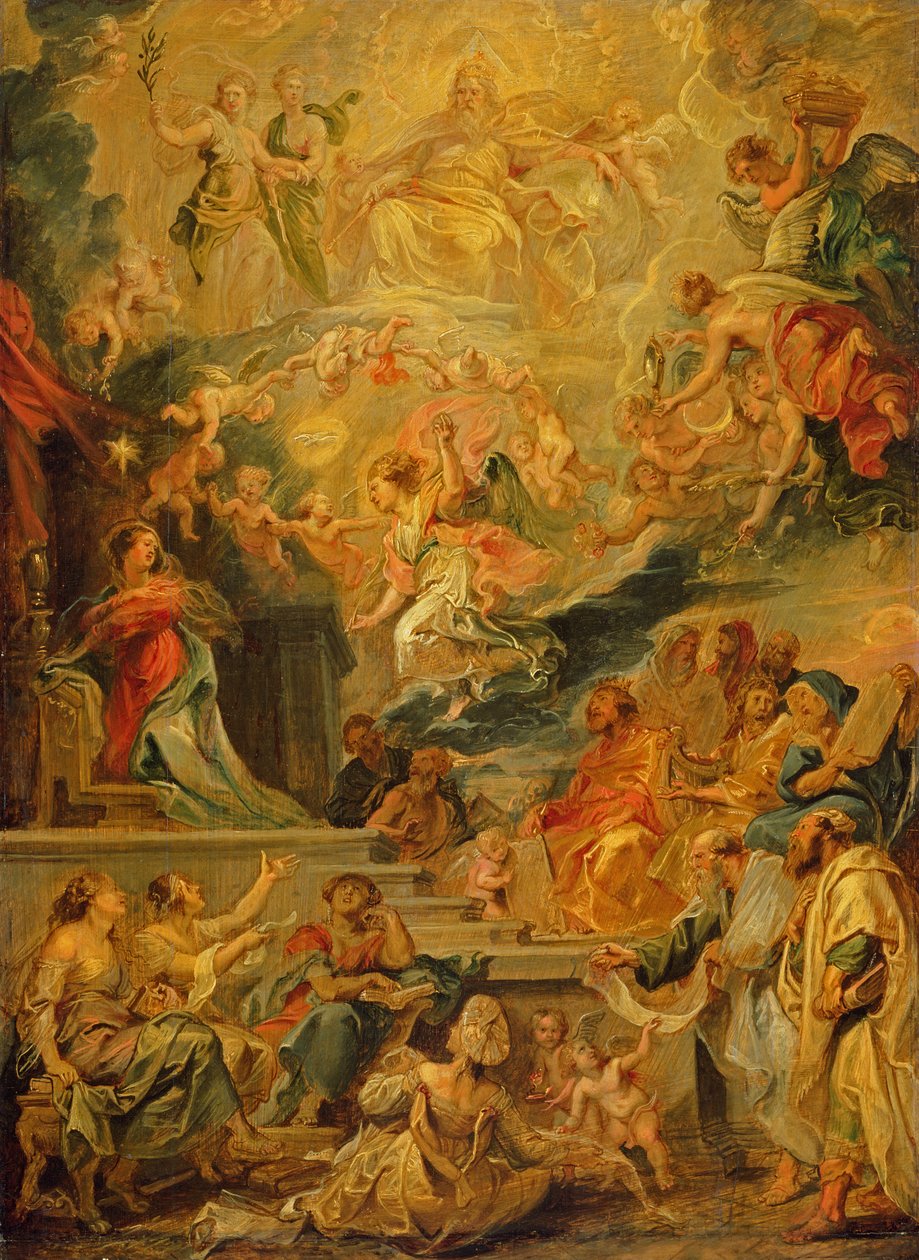 Inkarnationen som opfyldelse af alle profetier, ca. 1628-29 (olie på træpanel) af Peter Paul Rubens