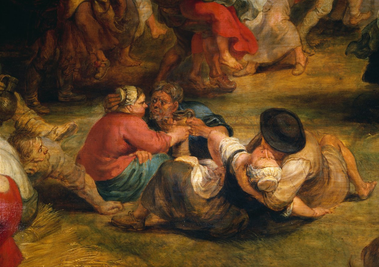 Kermessen, detalje af bønder, ca. 1635-38 af Peter Paul Rubens