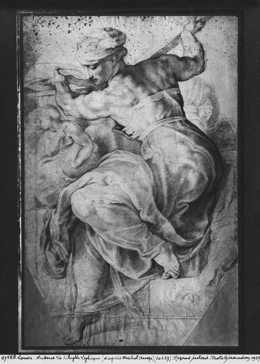 Den libyske sibylle, efter Michelangelo Buonarroti (pierre noire og rødt kridt på papir) af Peter Paul Rubens