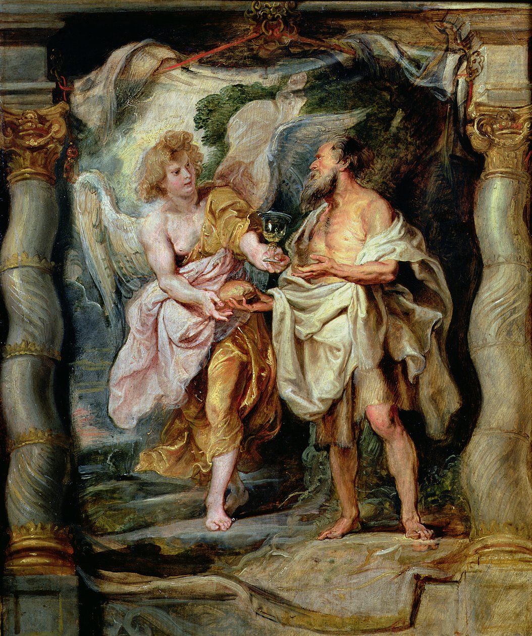 Profeten Elias og englen i ørkenen, ca. 1626-28 (panel) af Peter Paul Rubens