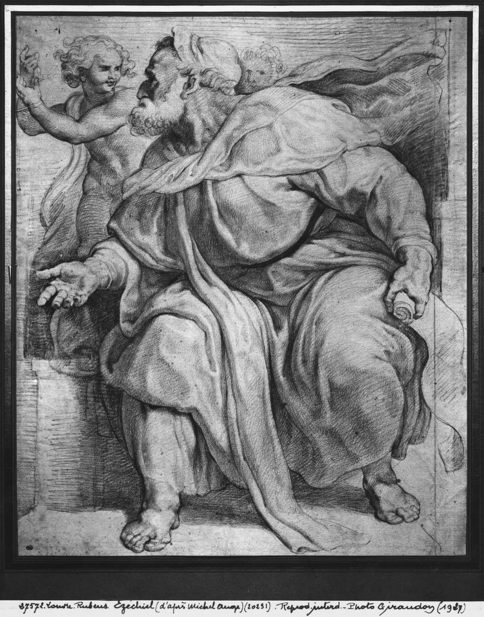 Profeten Ezekiel, efter Michelangelo Buonarroti (pierre noire og rødt kridt på papir) af Peter Paul Rubens