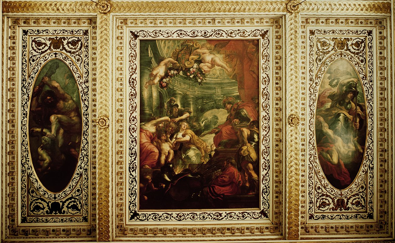 The Whitehall Ceiling: The Unification of the Crowns, 1632-34 af Peter Paul Rubens