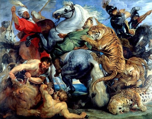 Tiger- og løvejagt af Peter Paul Rubens