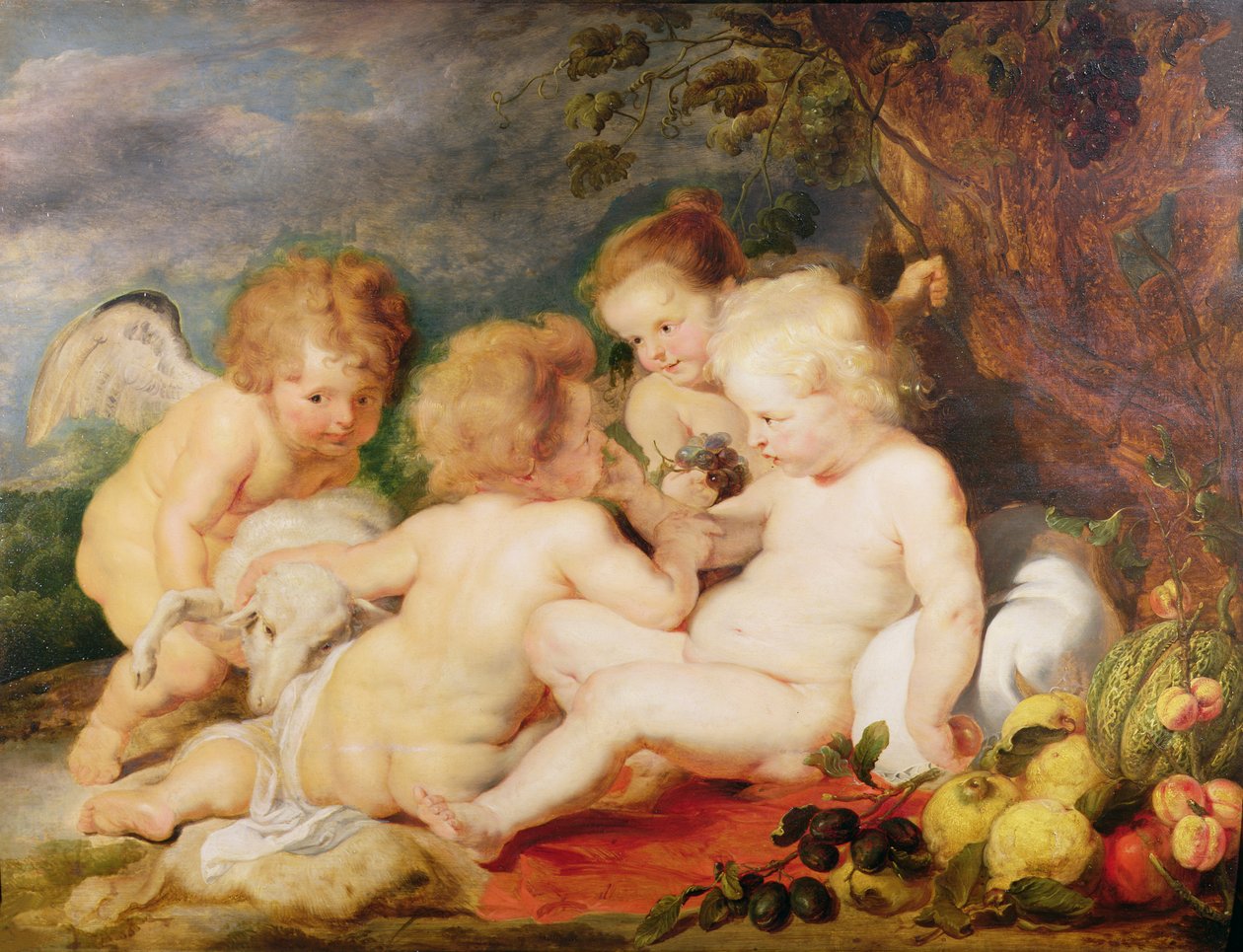 Kristus, Sankt Johannes, en engel og en lille pige af Peter Paul Rubens