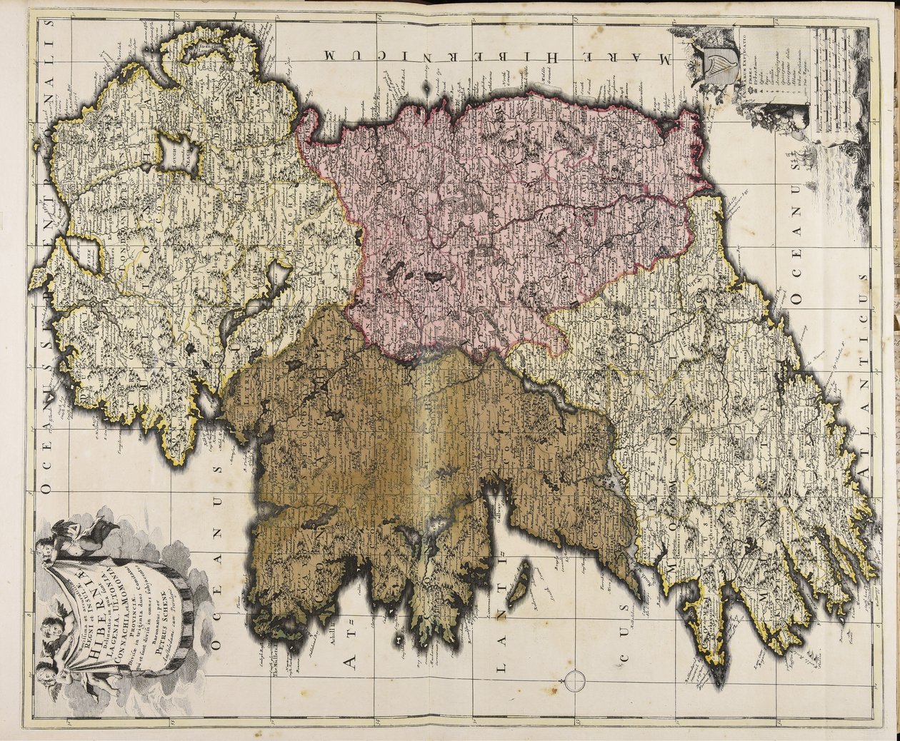 Den sidste og mest præcise afgrænsning af kongeriget og øen Irland: hvori er Leinster, Ulster, Connaught og Munster -provinsen af Peter Schenk the Elder