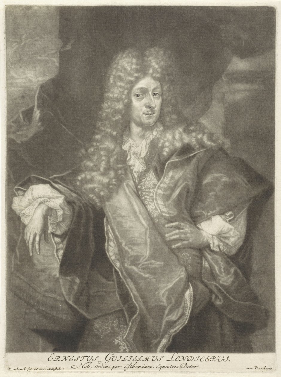 Portræt af Ernst Wilhelm Londicer af Pieter Schenk (I), 1670 - 1713 af Peter Schenk the Elder