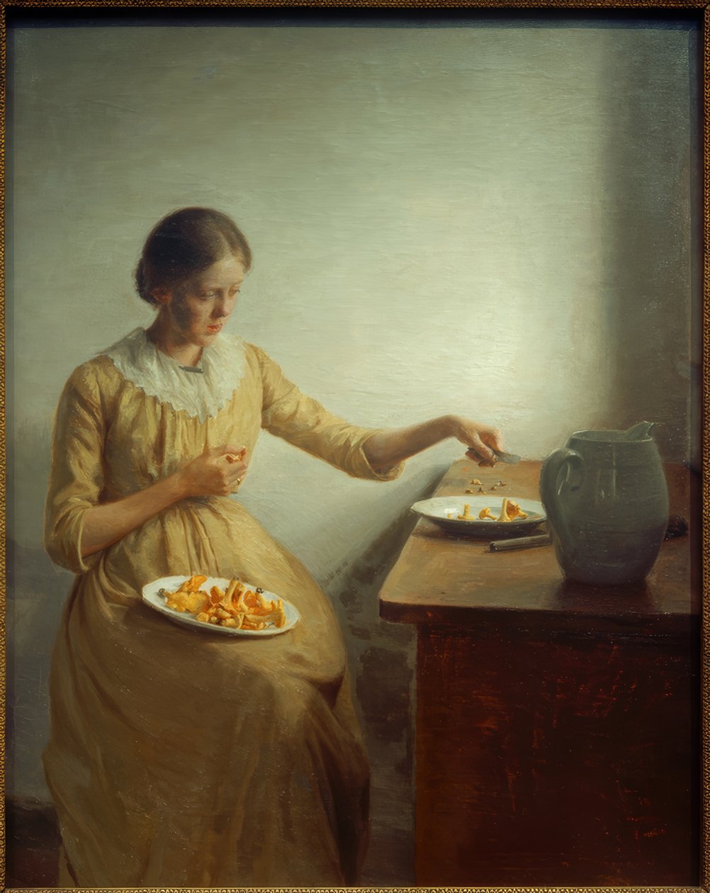 Pige renser kantareller af Peter Vilhelm Ilsted