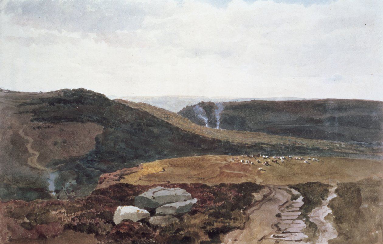 Yorkshire Fells, ca. 1840 (blyant og wc) af Peter de Wint