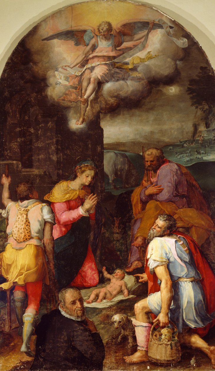 Tilbedelse af hyrder, af Peter Candid (1548-1628), olie på panel, 248x162 cm af Peter (1548 1628) Candid