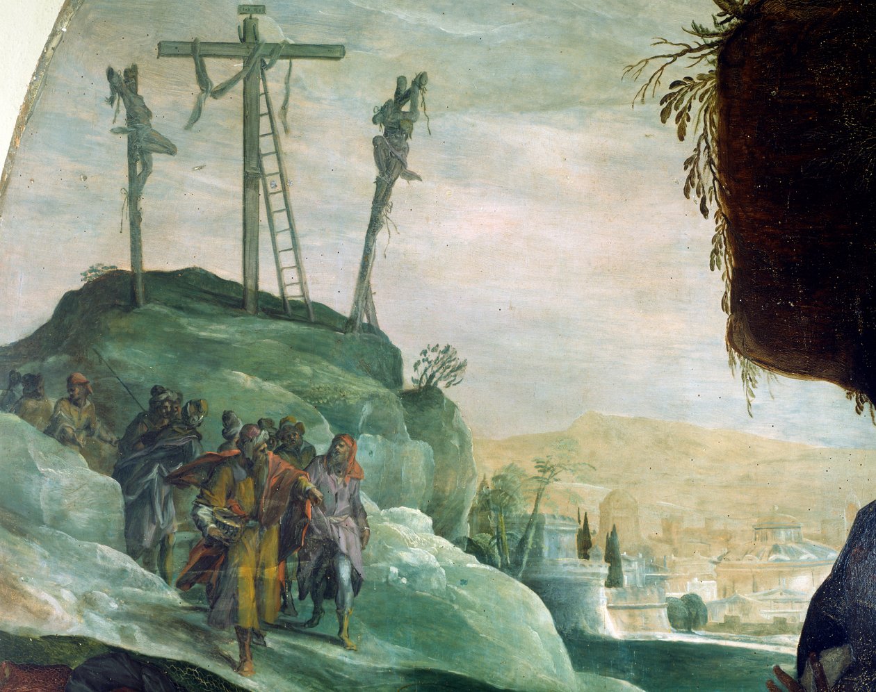 Golgata, detalje fra Deposition from Cross af Peter Candid (1548-1628), olie på lærred, 294x177 cm af Peter (1548 1628) Candid