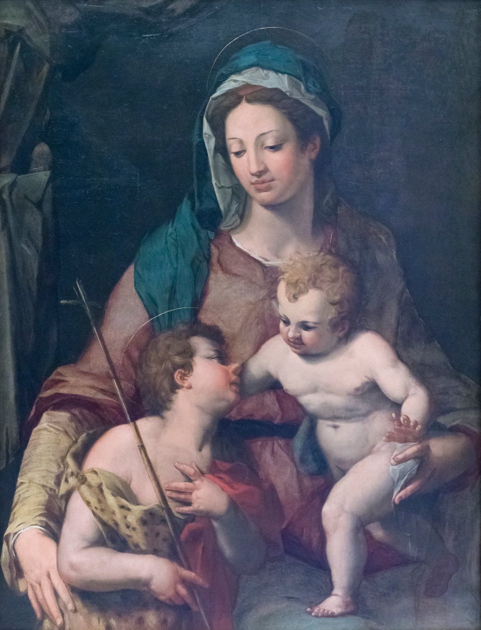 Madonna og barn med den unge St John, før 1585, Pieter de Witte (olie på panel) af Peter (1548 1628) Candid