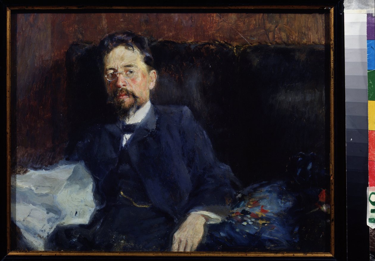 Portræt af forfatteren Anton Chekhov (1860-1904) (Portræt af forfatteren A. Chekhov). Maleri af Pyotr Alexandrovich Nilus (Pierre Nilous) (Nilouss) (1869-1940/1943), olie på lærred af Peter Alexandrovich Nilus