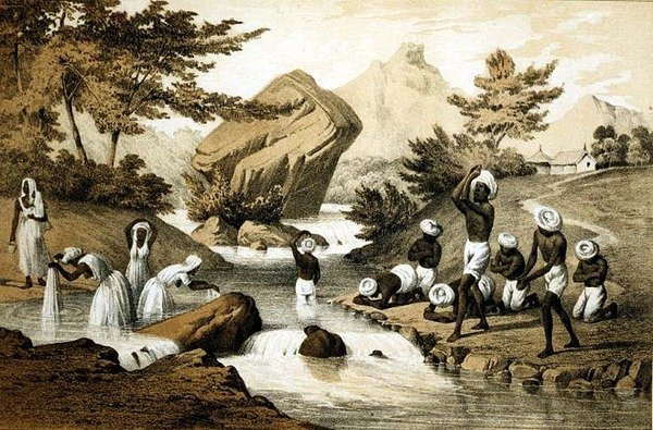 Hindoo kostumer, Mauritius, indgraveret af James Queen (1824-c.1877) pub. af Peter S. Duval (litho) af Peter Bernhard Wilhelm (after) Heine