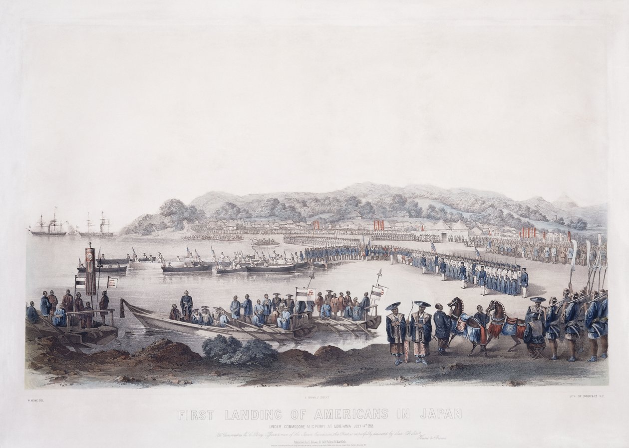 Første landgang af amerikanere i Japan ved Gore-Hama den 14. juli 1853, af Peter Bernhard Wilhelm Heine