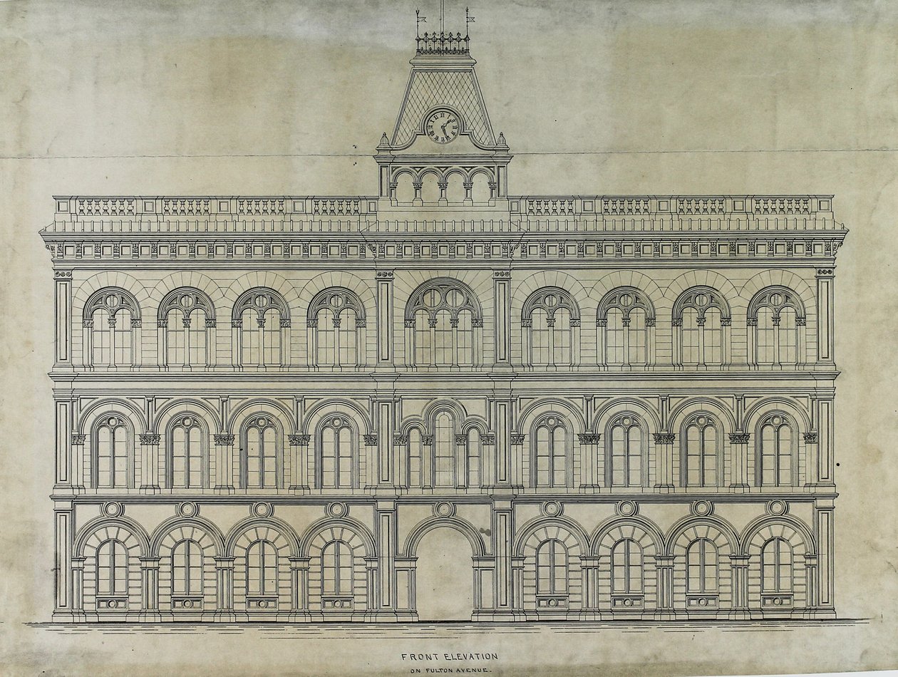 Kings County Courthouse Competition, Chicago, Illinois, Elevation af Peter Bonnett Wight