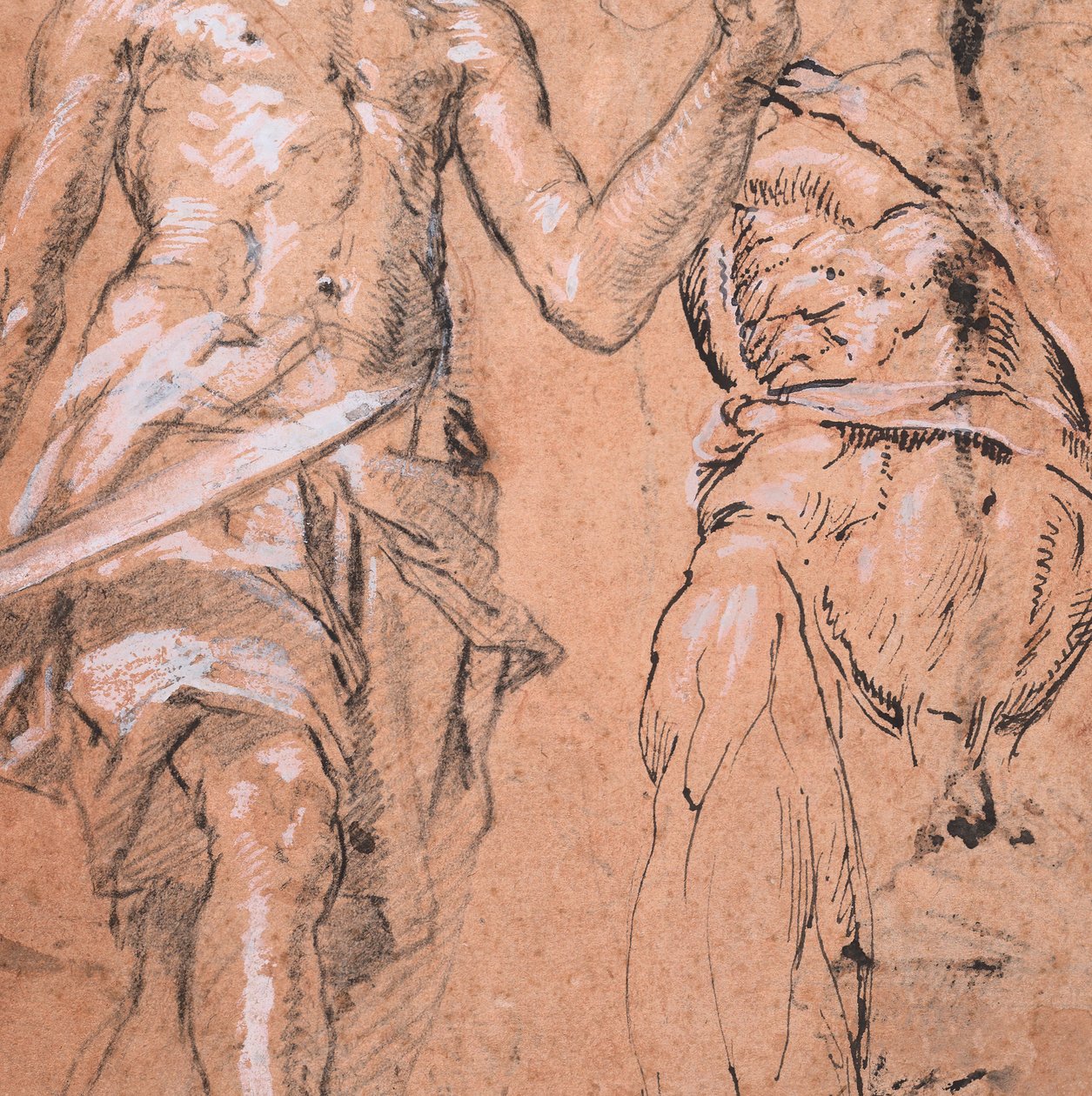 To studier af en stående mand med et sværd Alexander den Store, verso: Studier..., ca. 1601. af Peter Candid