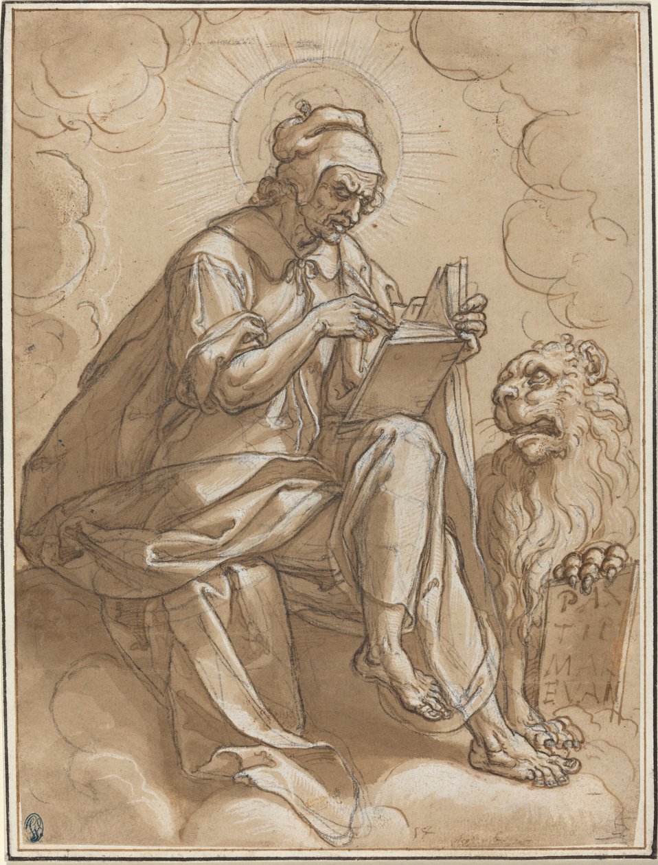 Sankt Markus evangelisten af Peter Candid after Heinrich Aldegrever after Georg Pencz