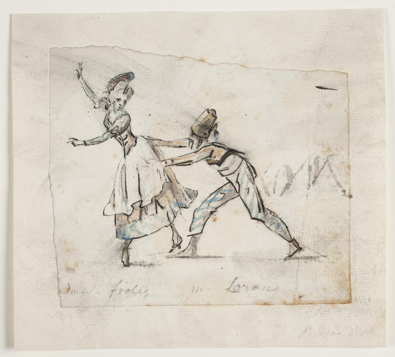 Anine Frölich og Pierre Jean Laurent i et optrin fra Galeottis ballet "Zigeunernes leir", Den kgl. danske Skueplads af Peter Cramer