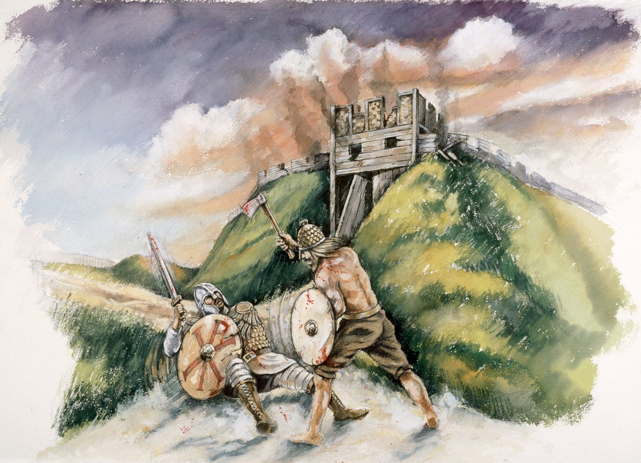 Kynrik kæmper mod briterne ved Old Sarum, 552 AD, c1990-2010 af Peter Dunn