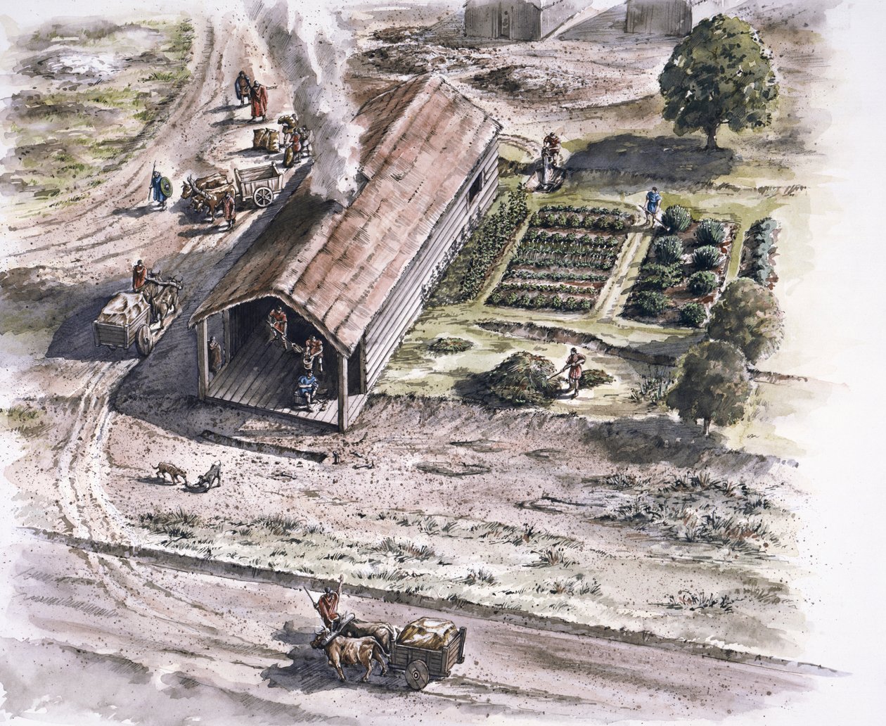 Industribygning, Ribchester Roman Fort, Lancashire, 2. århundrede, 1996 af Peter Dunn