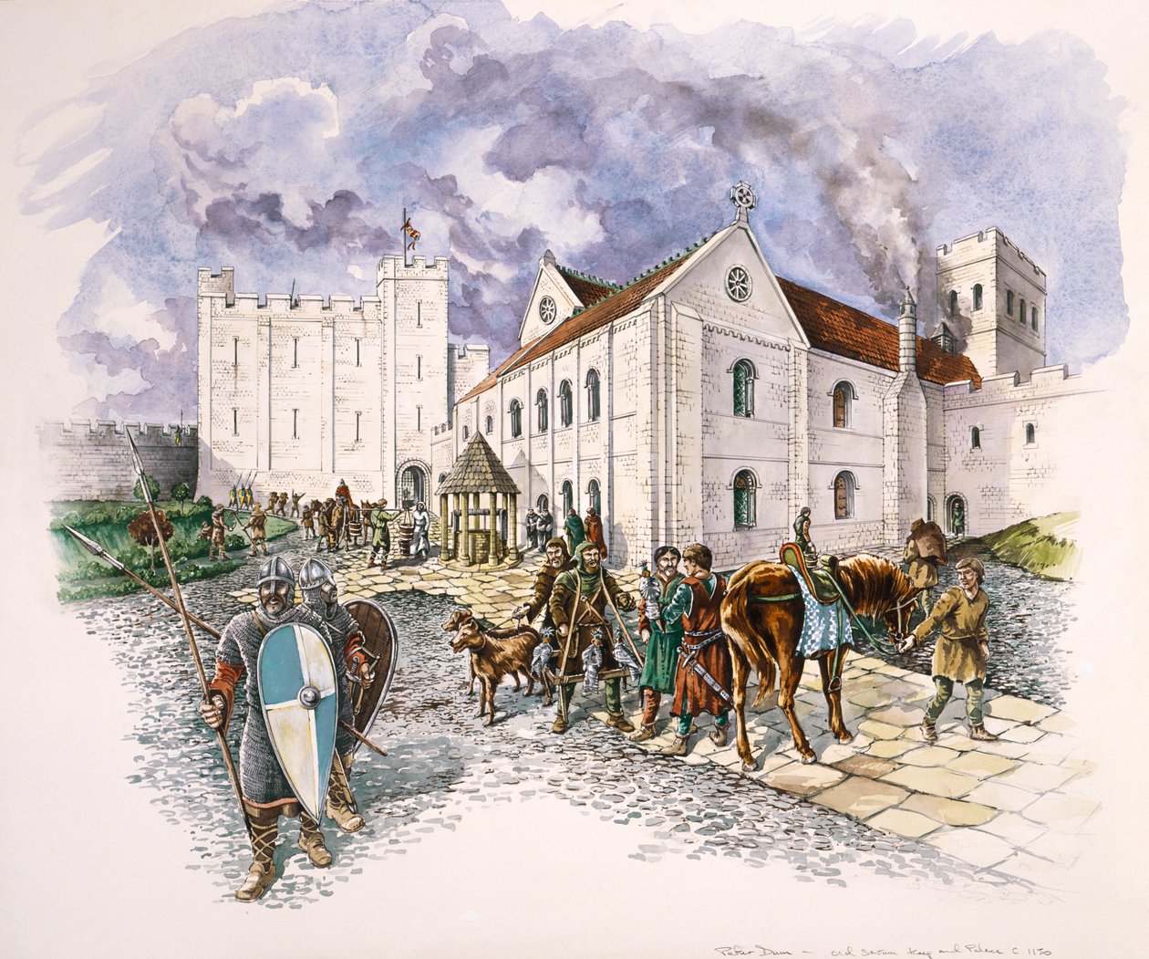 Keep and Palace, Old Sarum, Wiltshire, c1130, 1994 af Peter Dunn