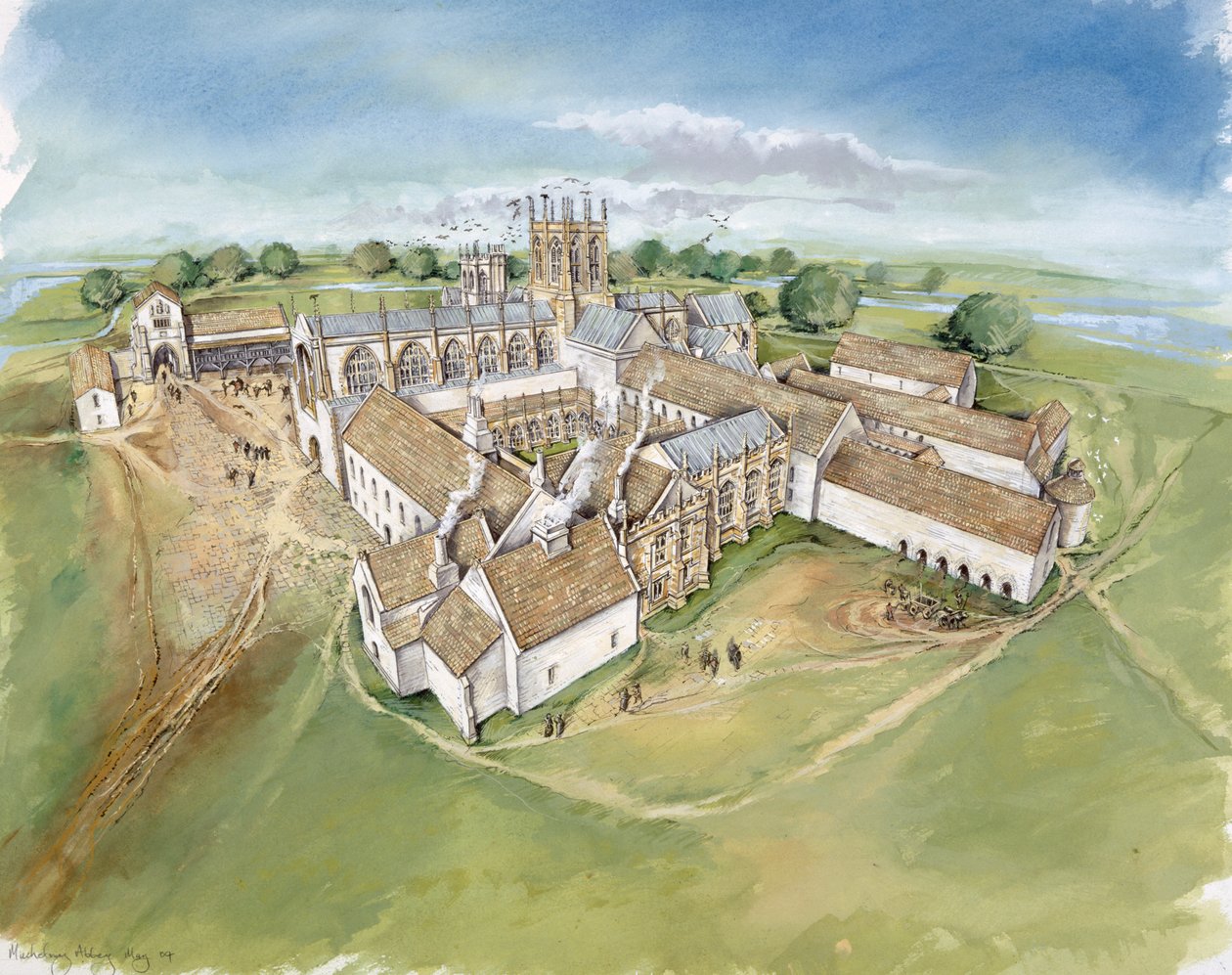 Muchelney Abbey, c1500-tallet, c1990-2010 af Peter Dunn