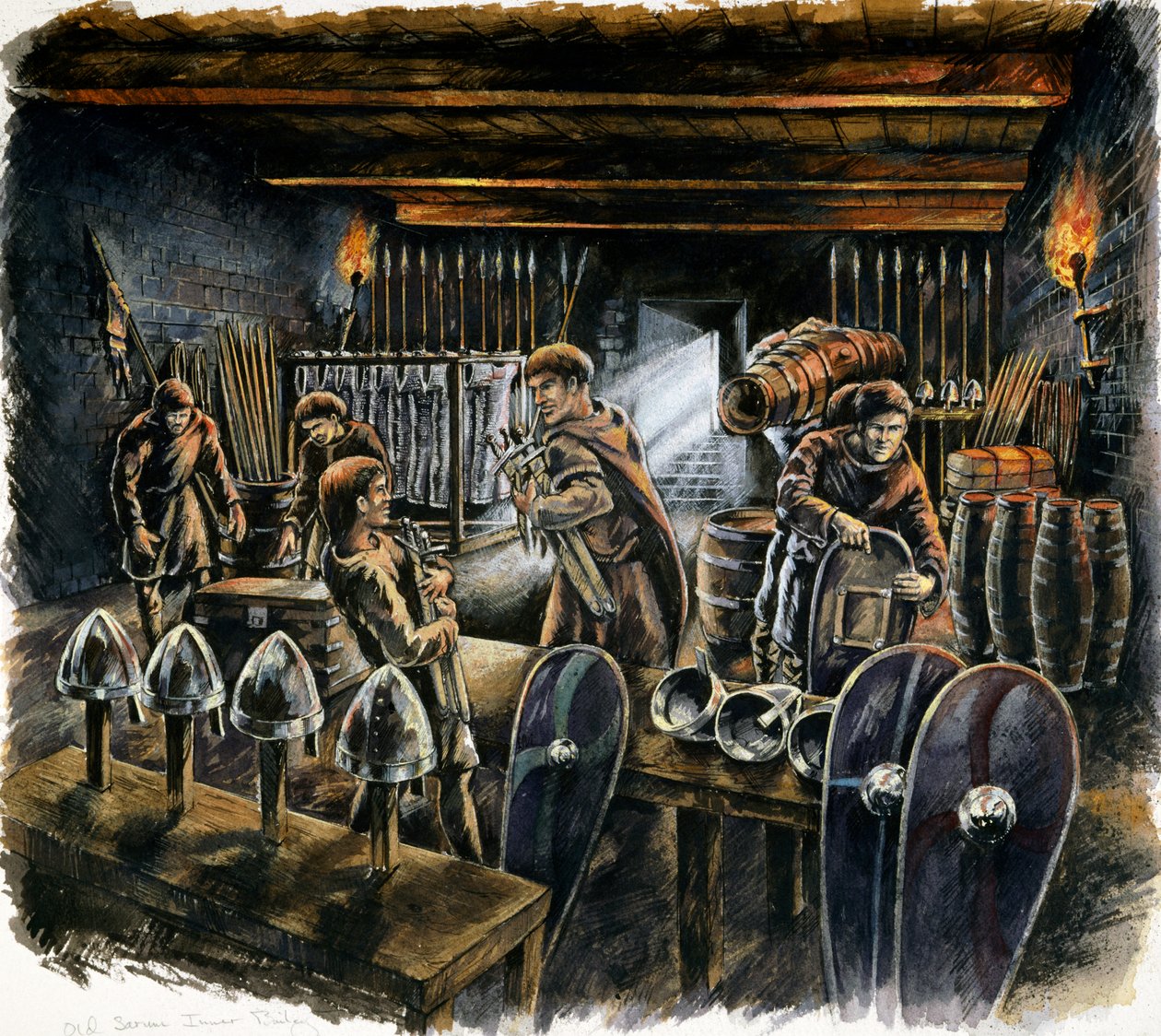 Gamle Sarum store tårn kælder, c1130, c1990-2010 af Peter Dunn