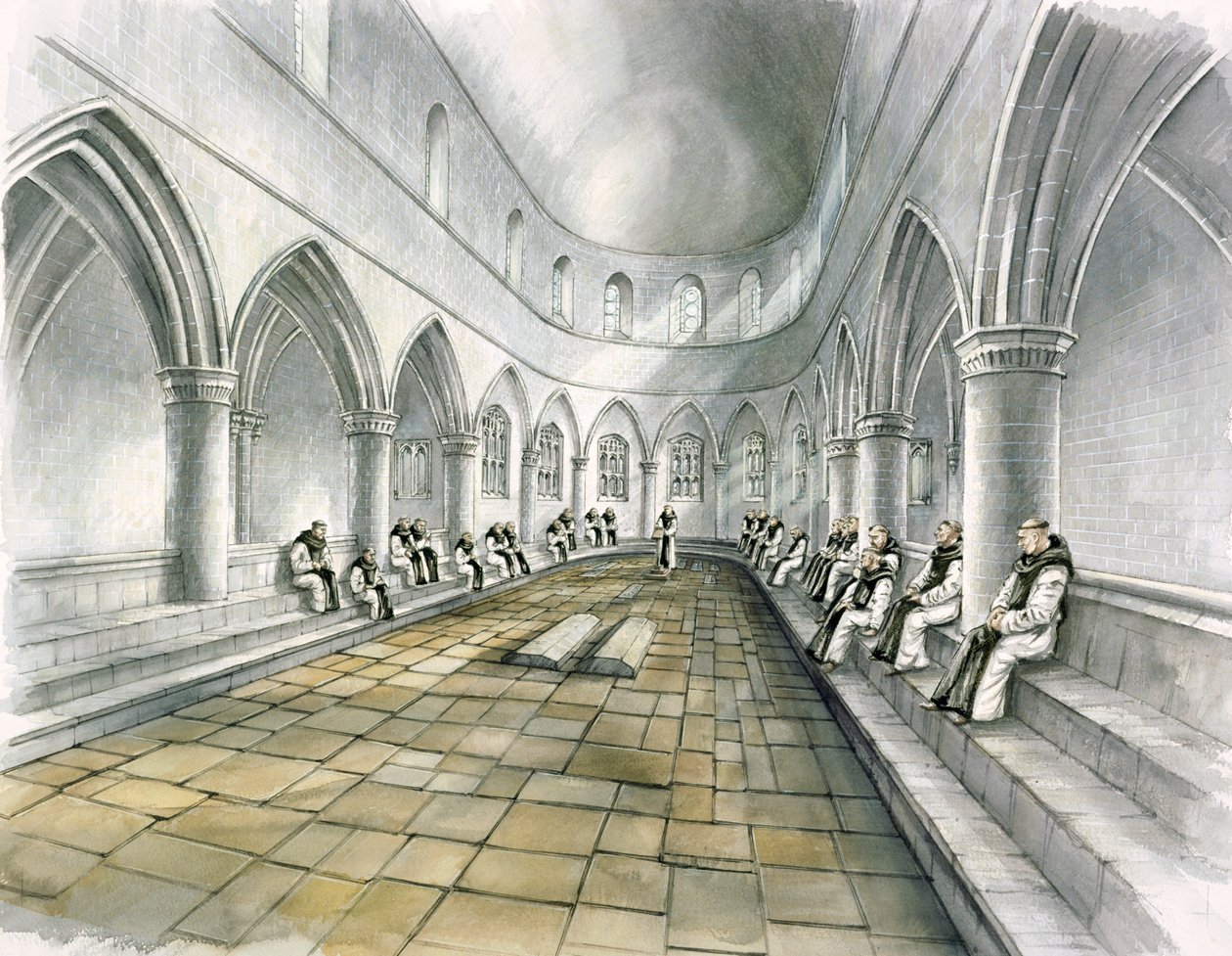Rievaulx Abbey, 14. århundrede, c1990-2010 af Peter Dunn
