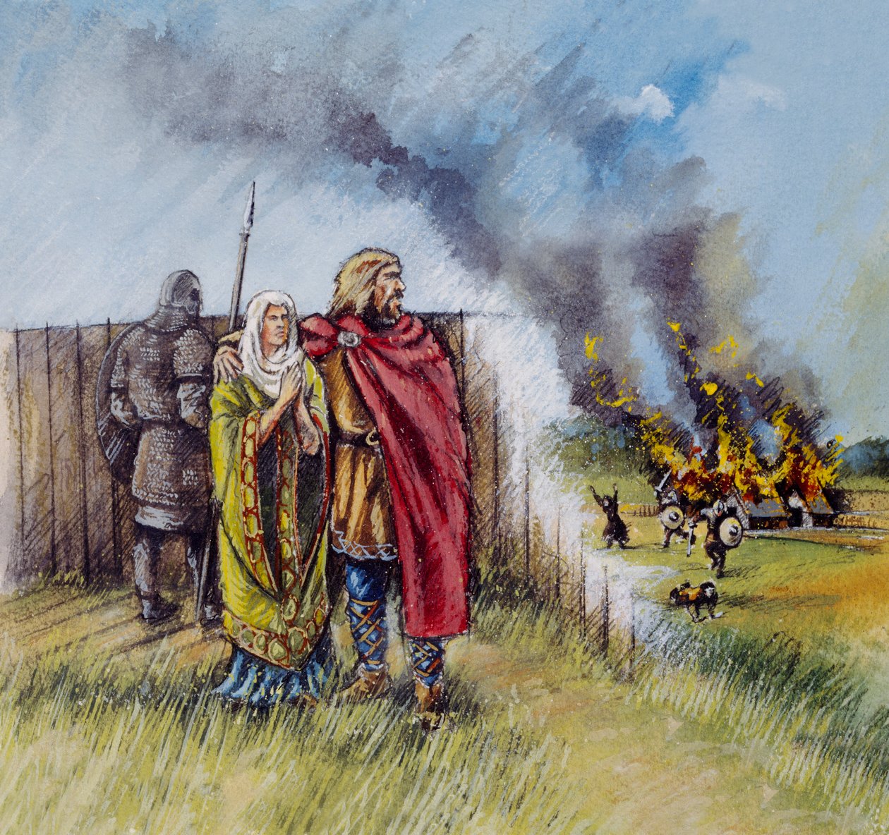 Saksisk mand og kvinde, c8. århundrede, c1990-2010 af Peter Dunn