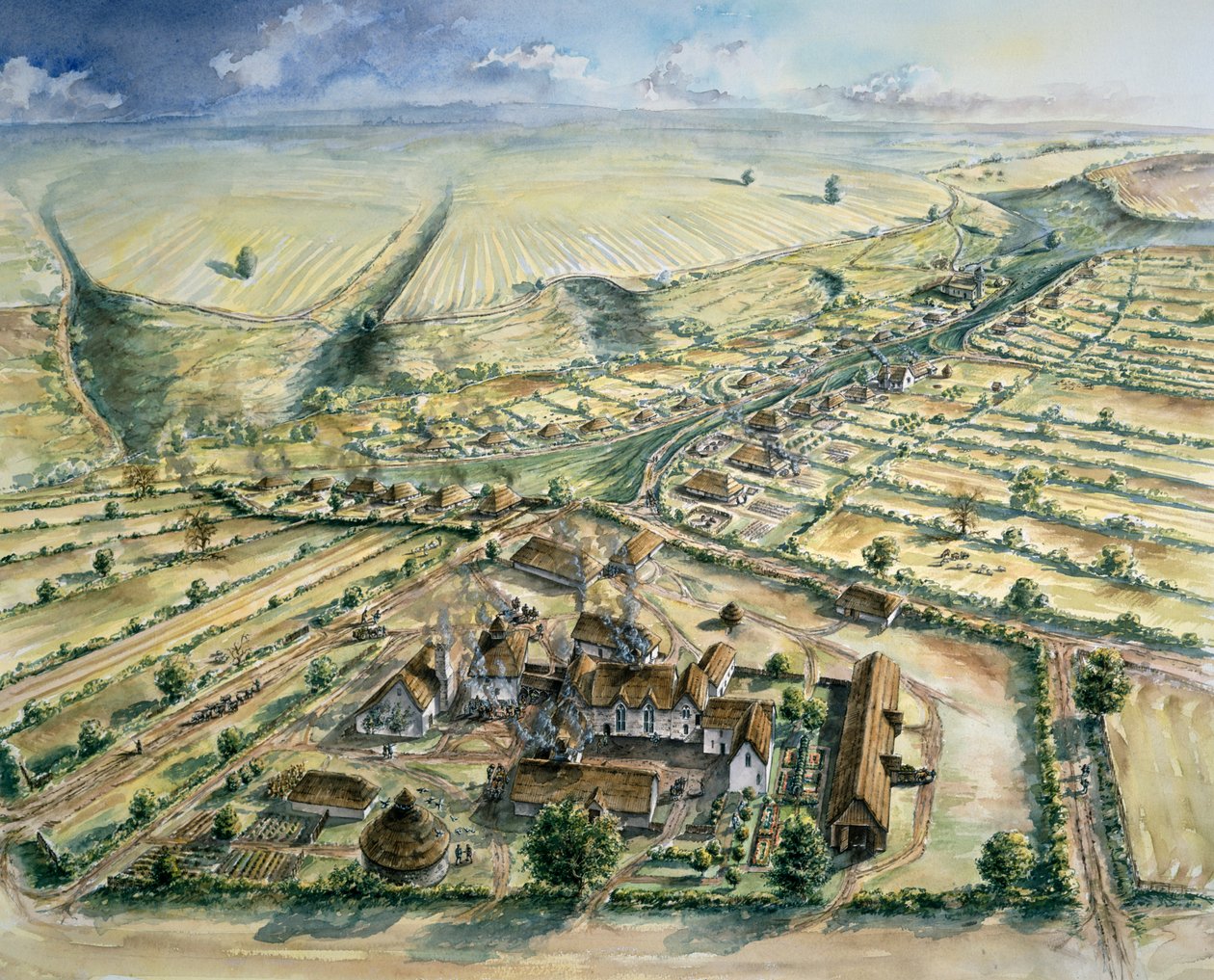 Wharram Percy Medieval Village, slutningen af det 12. århundrede, c1990-2010 af Peter Dunn